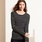 Ralph Lauren Lauren Striped Zip-shoulder Top Black/cream