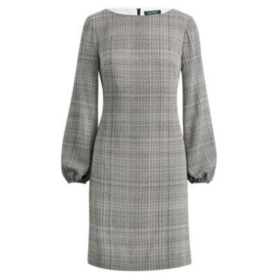 Ralph Lauren Glen Plaid Shift Dress Ivory/black 8p