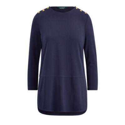 Ralph Lauren Crepe-jersey Tunic Top Rl Navy