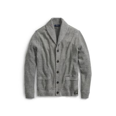 Ralph Lauren Waffle-knit Cotton Cardigan Dark Vintage Heather