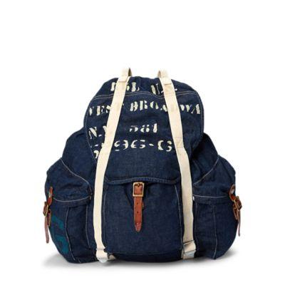 Ralph Lauren Stenciled Denim Backpack Navy