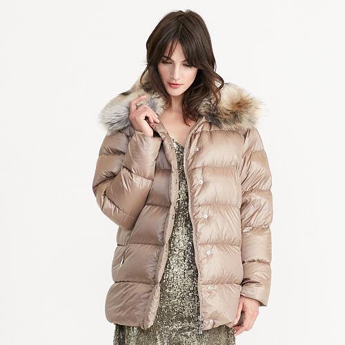 Ralph Lauren Lauren Petite Quilted Down Coat Truffle