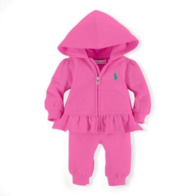Ralph Lauren French Terry Hoodie & Pant Set Bermuda Pink 9m