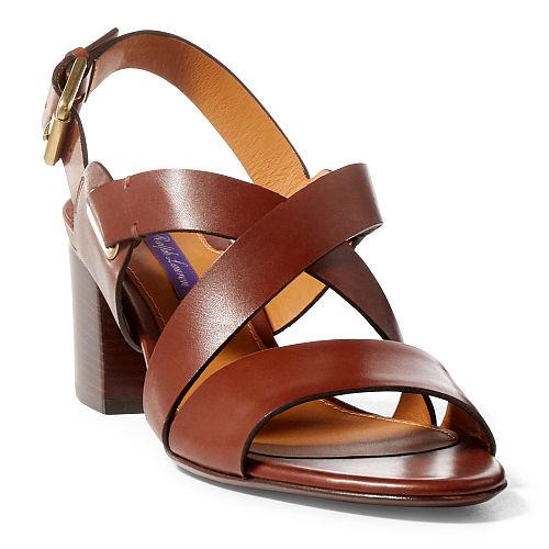 Ralph Lauren Palila Calfskin Sandal Dark Oak