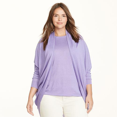 Ralph Lauren Lauren Woman Silk-blend Cardigan Purple