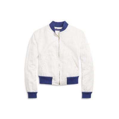 Ralph Lauren Juliet Twill Bomber Jacket Washed White
