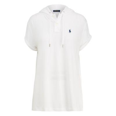 Ralph Lauren Drapey Mesh Hooded Polo Shirt White
