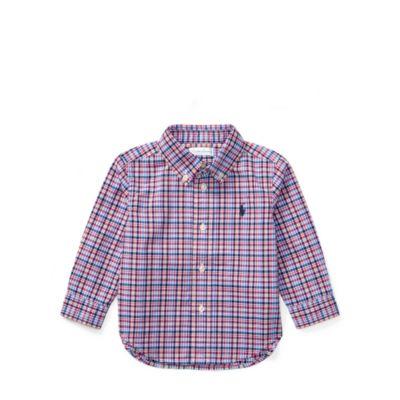 Ralph Lauren Plaid Cotton Poplin Shirt Red Multi 6m