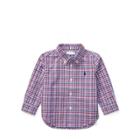 Ralph Lauren Plaid Cotton Poplin Shirt Red Multi 6m