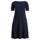 Ralph Lauren Waffle-knit Cotton Midi Dress Rl Navy