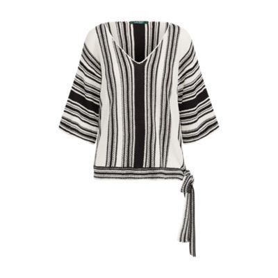 Ralph Lauren Linen-blend Flutter-sleeve Top Mascarpone Cream/polo Bla