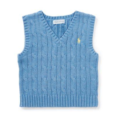 Ralph Lauren Cable-knit Cotton Vest Soft Royal Heather 18m
