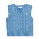 Ralph Lauren Cable-knit Cotton Vest Soft Royal Heather 18m