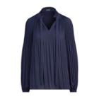 Ralph Lauren Georgette Tie-neck Top Navy