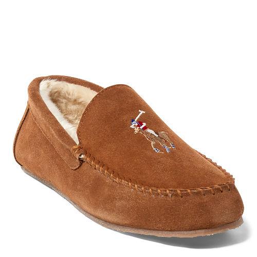 Polo Ralph Lauren Markel Suede Moccasin Slipper Tan
