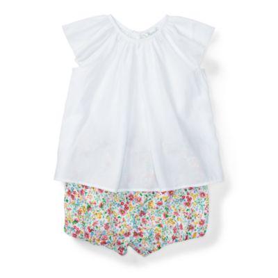 Ralph Lauren Cotton Top & Floral Bloomer White 3m