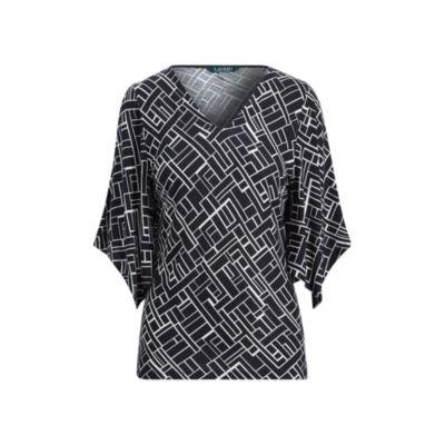 Ralph Lauren Handkerchief Sleeve Jersey Top Black/cream Sp
