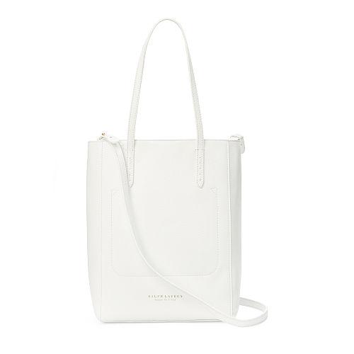 Ralph Lauren Tumbled Calf Mini Modern Tote White