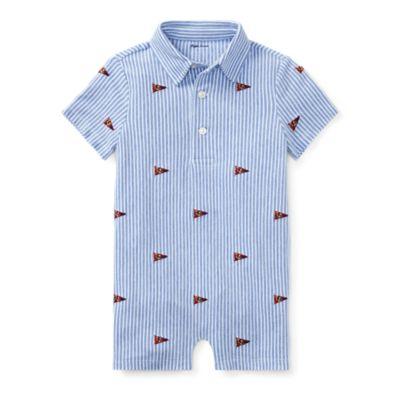 Ralph Lauren Knit Cotton Oxford Shortall White Multi 6m