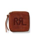 Ralph Lauren Tumbled Leather Zip Wallet Dark Brown / Indigo