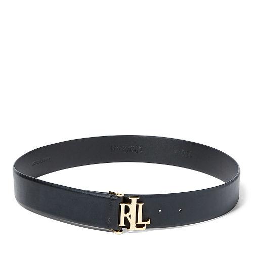 Ralph Lauren Lauren Monogram Vachetta Leather Belt Black