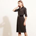 Ralph Lauren Lauren Petite Herringbone Shirtdress Black Multi