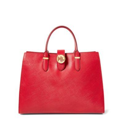 Ralph Lauren Leather Charleston Tote Crimson