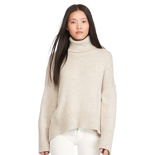Polo Ralph Lauren Boxy Turtleneck Sweater Almond Heather