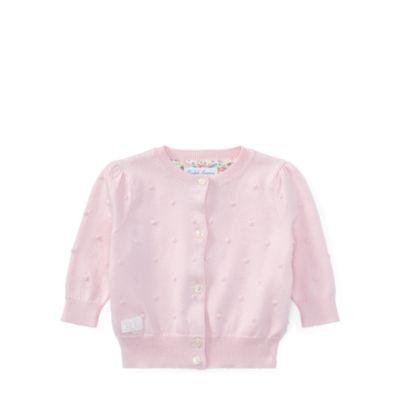 Ralph Lauren Dotted Cotton Cardigan Hint Of Pink 12m