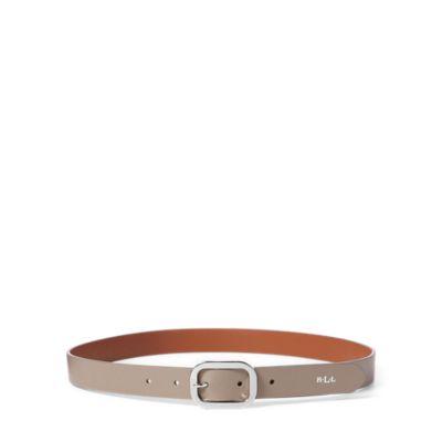Ralph Lauren Saffiano Leather Belt Taupe
