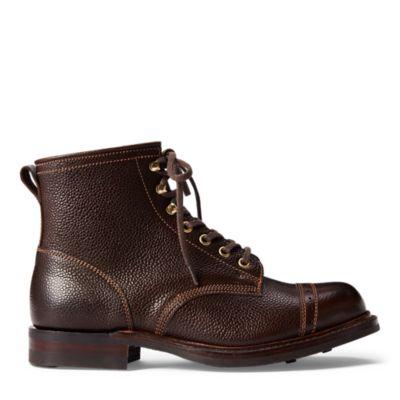 Ralph Lauren Pebbled Leather Boot Dark Brown