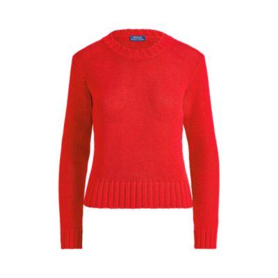 Ralph Lauren Cropped Cotton Sweater New Red