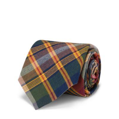 Ralph Lauren Cotton Madras Narrow Tie Red/gold