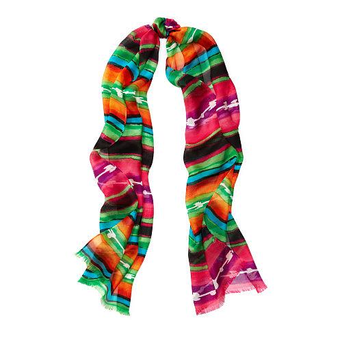 Ralph Lauren Lauren Nora Serape Striped Silk Scarf Black