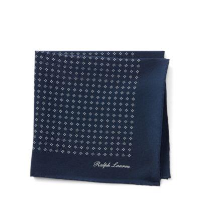 Ralph Lauren Geometric Silk Pocket Square Navy