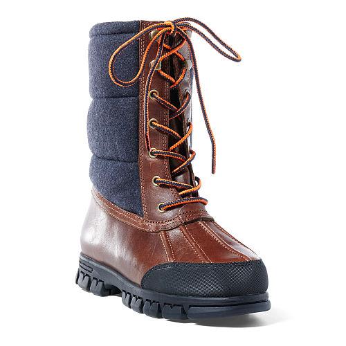 Ralph Lauren Lauren Quinlyn Leather Snow Boot Tan/navy