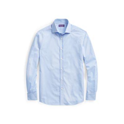 Ralph Lauren French Cuff Cotton Dress Shirt Light Blue And White