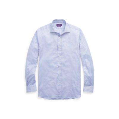 Ralph Lauren Checked Cotton Dress Shirt Light Blue And White