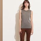 Ralph Lauren Lauren Beaded Silk-blend Top Concrete Heather