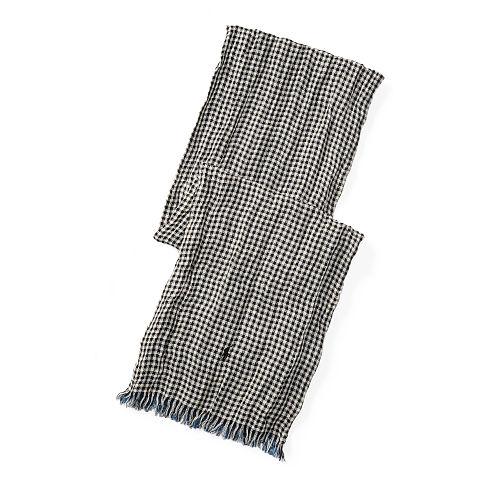 Polo Ralph Lauren Gingham Linen-cotton Scarf Black/parchment