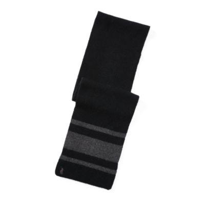 Ralph Lauren Rugby-stripe Wool-blend Scarf Black/charcoal
