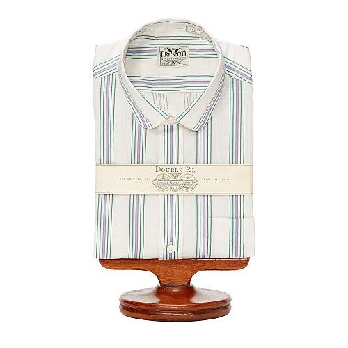 Ralph Lauren Rrl Max Striped Cotton Dress Shirt Rl 865 White Green Purple