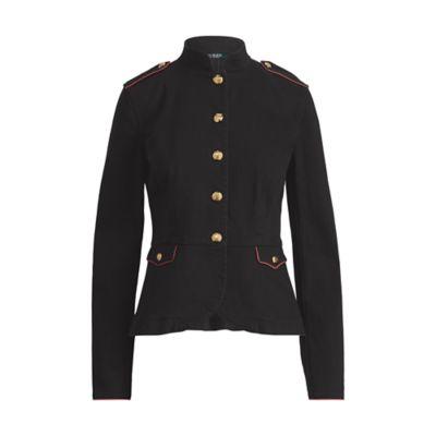 Ralph Lauren Stretch Denim Officer's Jacket Obsidian Black