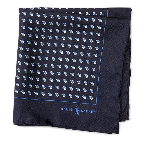 Polo Ralph Lauren Neat Silk Pocket Square Navy