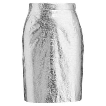 Ralph Lauren Faria Leather Miniskirt Platinum