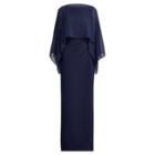 Ralph Lauren Crepe-overlay Gown Lighthouse Navy/lighthous