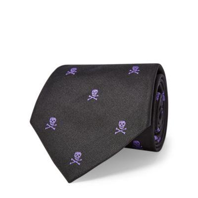 Ralph Lauren Skull-and-crossbones Repp Tie Black/purple