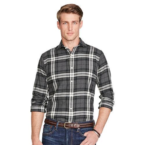 Polo Ralph Lauren Plaid Cotton Twill Sport Shirt Charcoal/cream