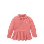 Ralph Lauren Cotton Mesh Peplum Polo Shirt Dolce Pink 3m