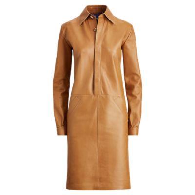 Ralph Lauren Parker Leather Shirtdress Butterscotch